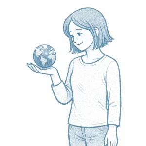 Woman holding the world